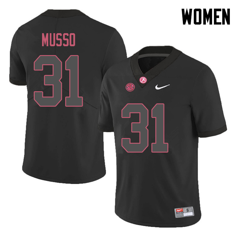 Alabama Crimson Tide Women's Bryce Musso #31 Black NCAA Nike Authentic Stitched 2018 College Football Jersey AI16E40XE
